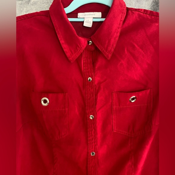 Dressbarn Riveted Red Top - Picture 3 of 11